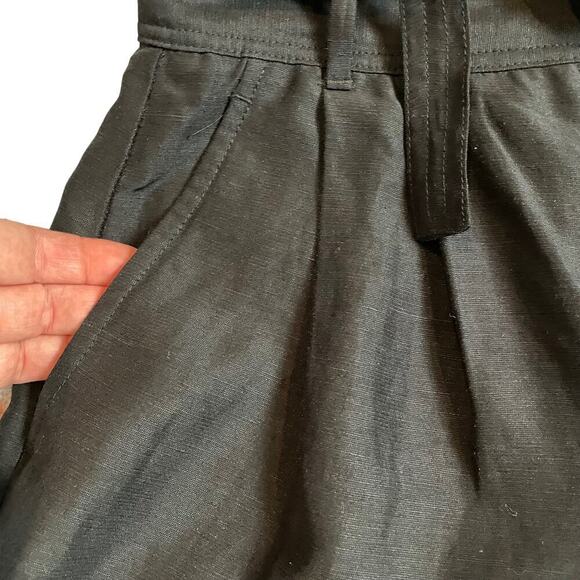 Wilfred Kafka black shorts pleated tie waist high rise linen blend - Picture 3 of 7